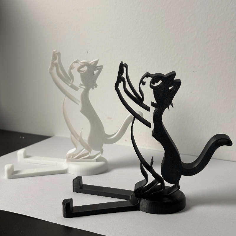 Desk Phone Stand - Abstract Hollow Line Cat Phone Stand