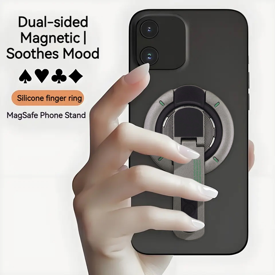 Desk Phone Stand - Double-Sided Magnetic Phone Ring Stand for